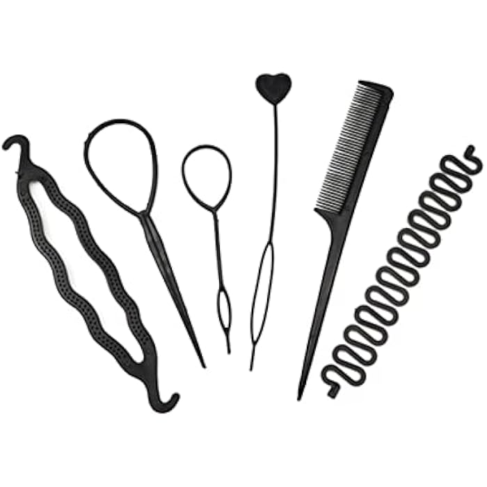 Braiding Bun Hair Styling Kit French Style with Hook-and-Be Magic Styling Tool and Comb Creative Shape Set with Explanation - 6 Piece - Image 1